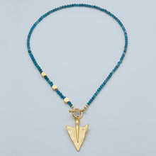 Load image into Gallery viewer, Apatite necklace with arrow pendant. Matching earrings included