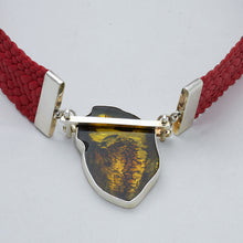 Load image into Gallery viewer, Leather Choker with Amber charm. Matching earrings included.