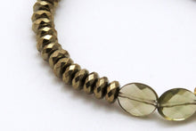 Load image into Gallery viewer, Smoky Quartz and Hematite bracelet with Mandala and Lotus Flower charms.