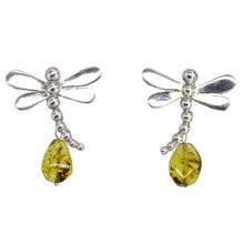 Cargar imagen en el visor de la galería, Arete de libélula con Ámbar