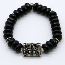 Load image into Gallery viewer, Onyx bracelet with ethnic pendant. Men
