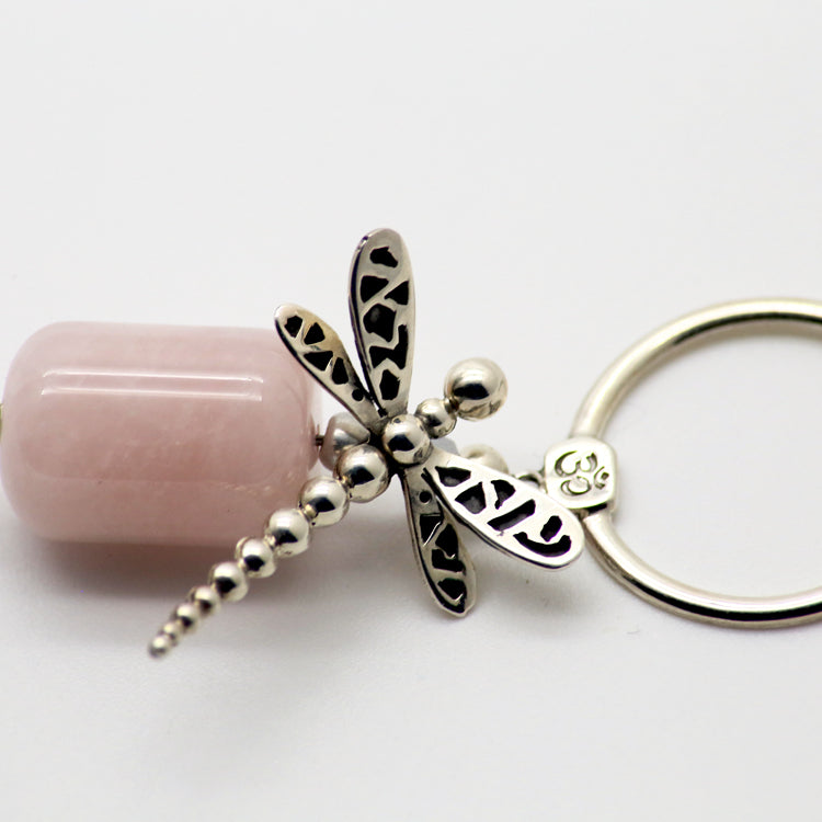 Rose Quartz Pendant with Dragonfly and OM symbol