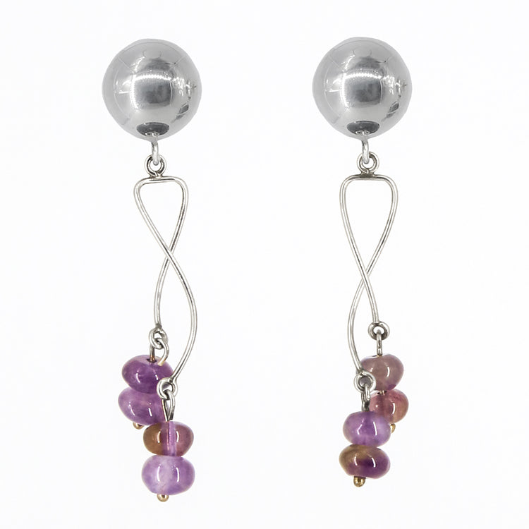 Half ball and Spiral earring with Amethyst.