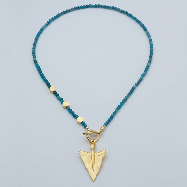 Apatite necklace with arrow pendant. Matching earrings included