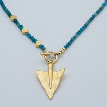 Load image into Gallery viewer, Apatite necklace with arrow pendant. Matching earrings included
