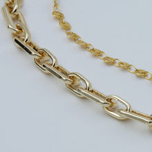 Load image into Gallery viewer, Double chain necklace with Protective Eye and NAMASTE charms. Matching earrings included.
