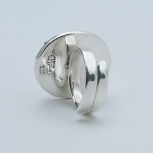 Load image into Gallery viewer, Adjustable ring with rectangular Pyrite. Round bezel
