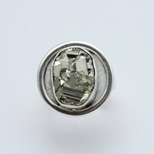 Load image into Gallery viewer, Adjustable ring with oval Pyrite. Round bezel
