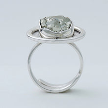 Load image into Gallery viewer, Adjustable ring with oval Pyrite. Round bezel
